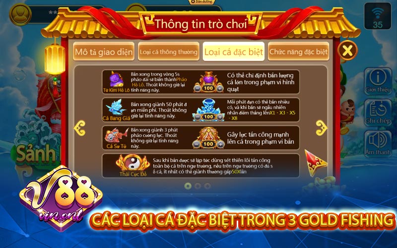 Các loại cá đặc biệt trong 3 Gold Fishing