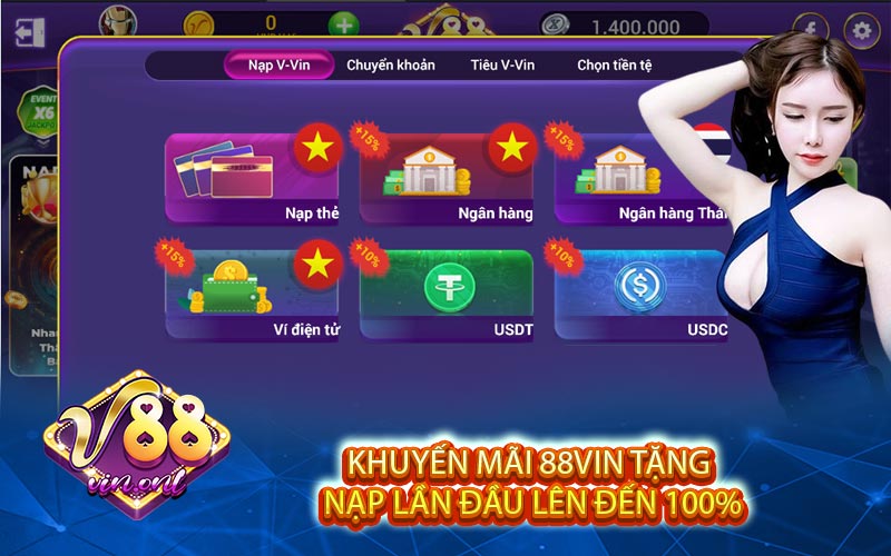 Khuyến mãi 88VIN tặng nạp lần đầu lên đến 100%