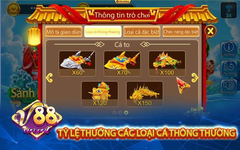 Tỷ lệ thưởng các loại cá thông thường